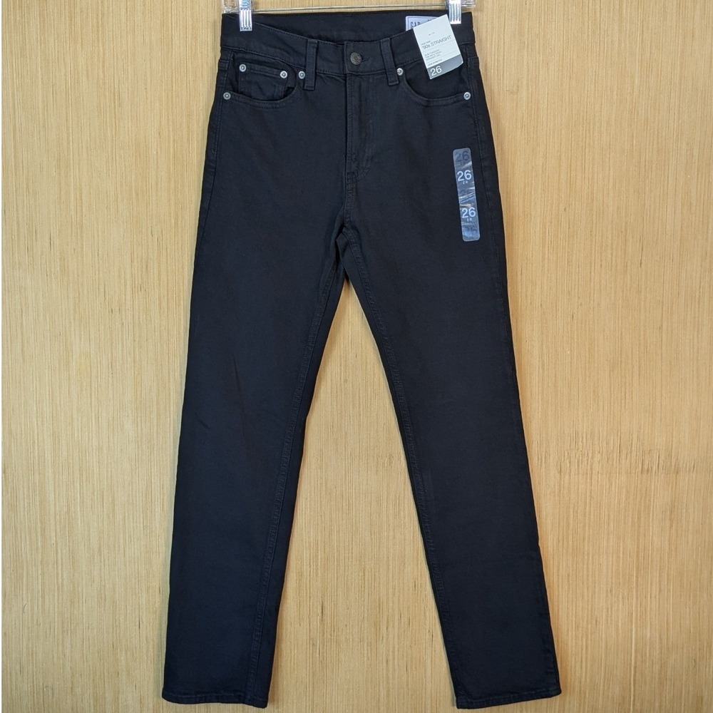 Gap Womens High Rise 90s Straight Jeans Black Low Stretch Size 26 2R NEW